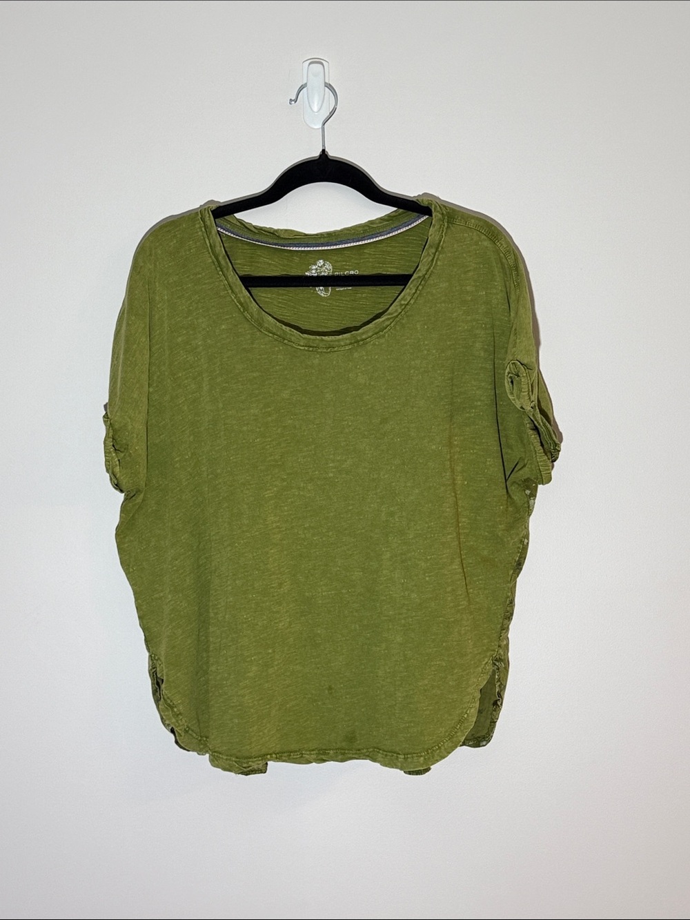 Pilcro Olive Green Rolled-Sleeve Short Sleeve Tee